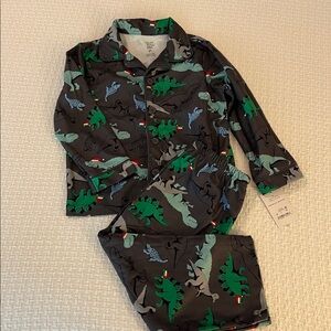 BNWT Carter's Festive Dinosaur Pajama Set - Gray and Green Size 3t
